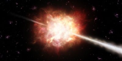 Imagen artística de un GRB. Crédito: ESO/A. Roquette Imagen artística de un GRB. Crédito: ESO/A. Roquette