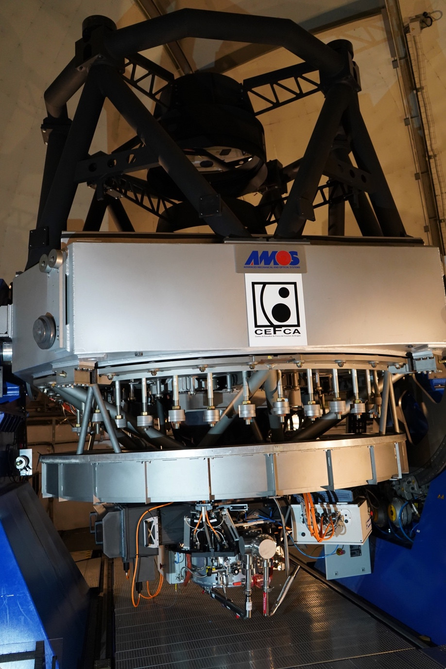 JPCam installed in the Cassegrain focus of the JST250 telescope at the Javalambre Astrophysical Observatory. Credit: Centro de Estudios de Física del Cosmos de Aragón (CEFCA). JPCam installed in the Cassegrain focus of the JST250 telescope at the Javalambre Astrophysical Observatory. Credit: Centro de Estudios de Física del Cosmos de Aragón (CEFCA).